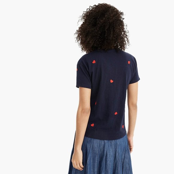 J. Crew Heart to Heart Embroidered Navy T-Shirt Size XL - Picture 6 of 6